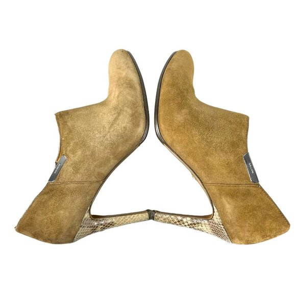 Coach Seneca Brown Suede Stiletto Round Toe Snakeskin Heels 7 - Picture 6 of 13